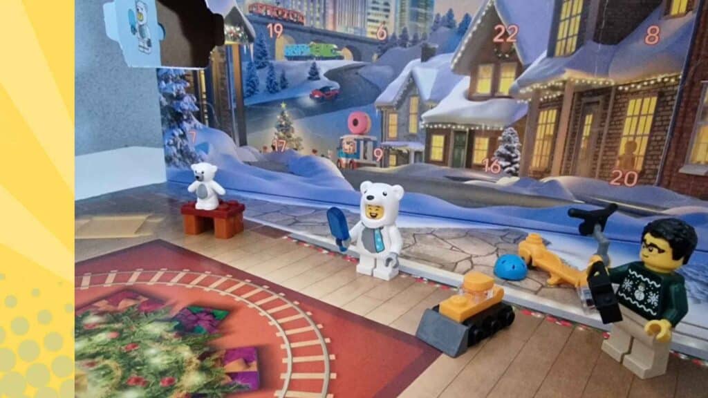 LEGO City adventskalender uitgepakt met winterdorp en ijsberen-minifiguur